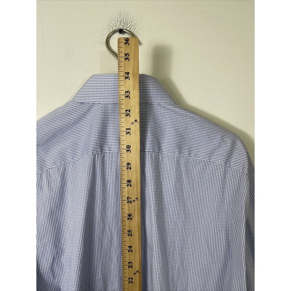 Bonobos Standard Fit Shirt Mens Size 16 Long Sleeve Micro Blue Check Stretch - Picture 5 of 7